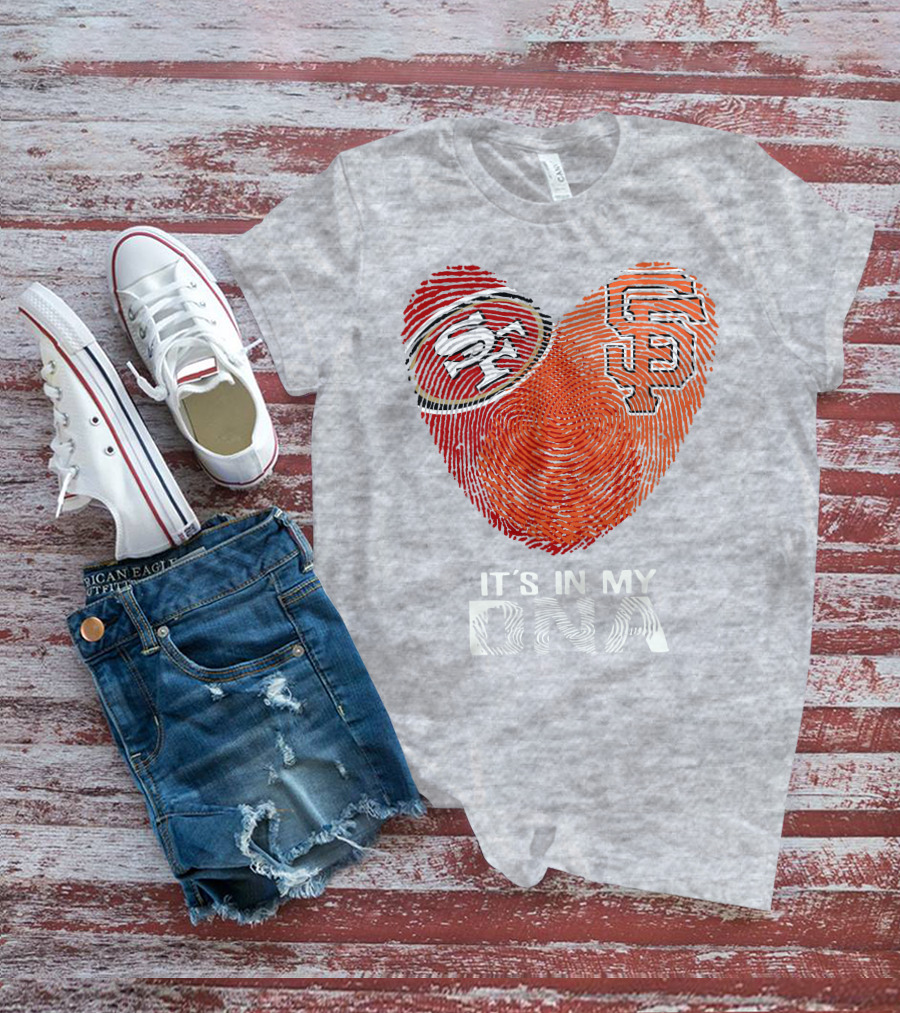 49ers Giants Heart Fingerprint It's In My Dna T-Shirt