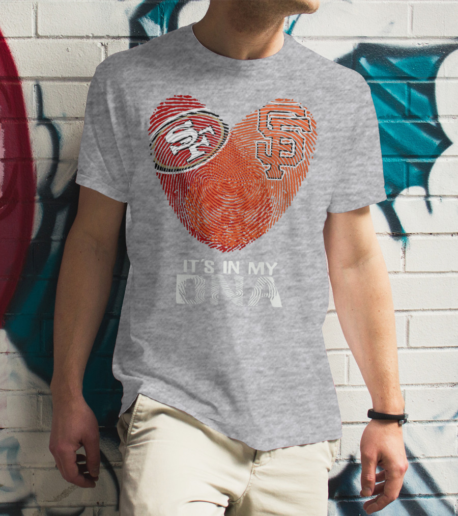 49ers Giants Heart Fingerprint It's In My Dna T-Shirt