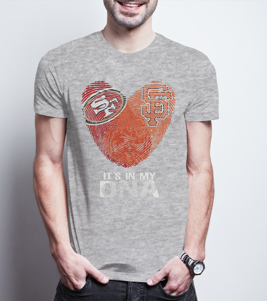 49ers Giants Heart Fingerprint It's In My Dna T-Shirt
