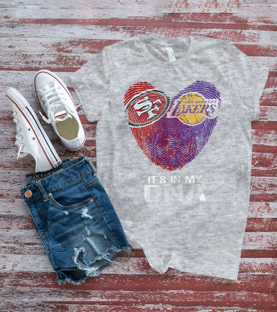 49ers Lakers It's In My Dna Fingerprint Heart T-Shirt