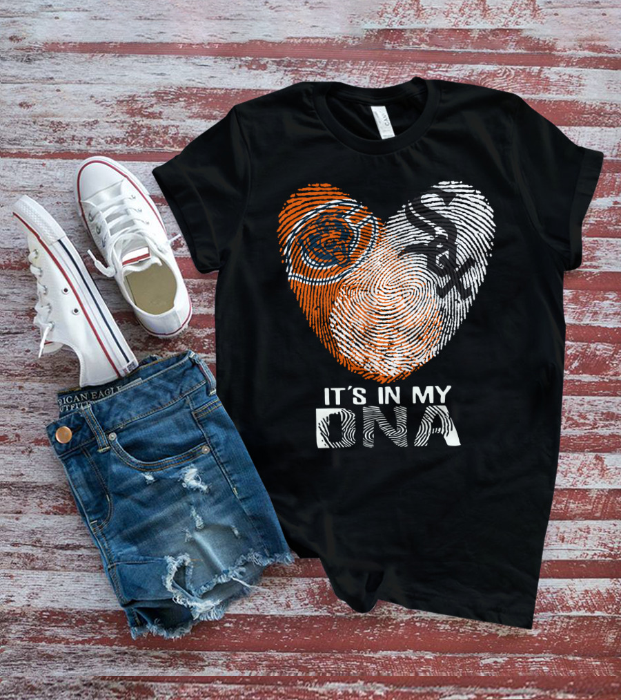 Bears White Sox It's In My Dna Fingerprint Heart T-Shirt