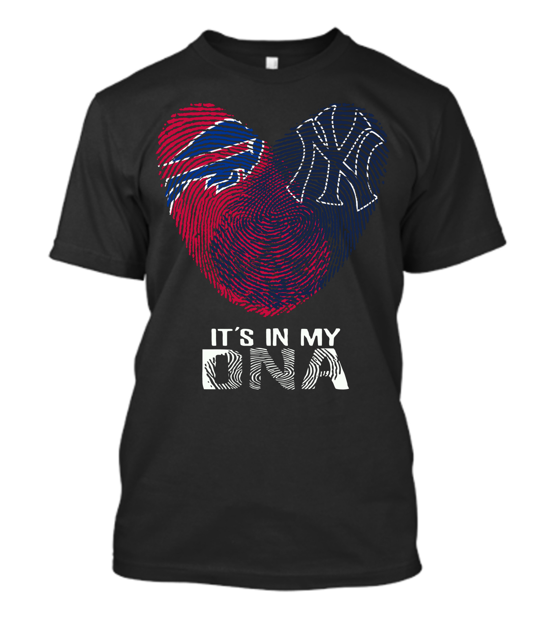 Bills Yankees Fingerprint Heart It's In My DNA T-Shirt