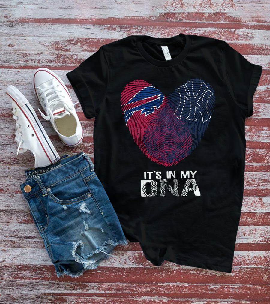Bills Yankees Fingerprint Heart It's In My DNA T-Shirt