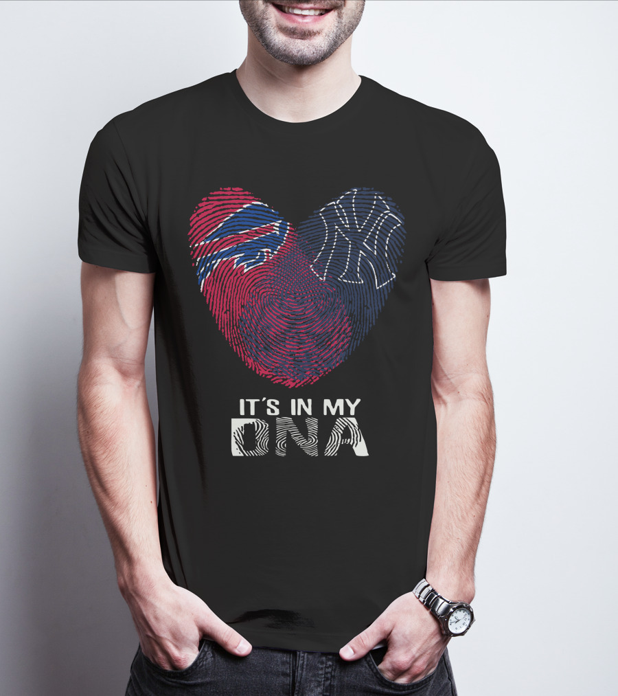 Bills Yankees Fingerprint Heart It's In My DNA T-Shirt