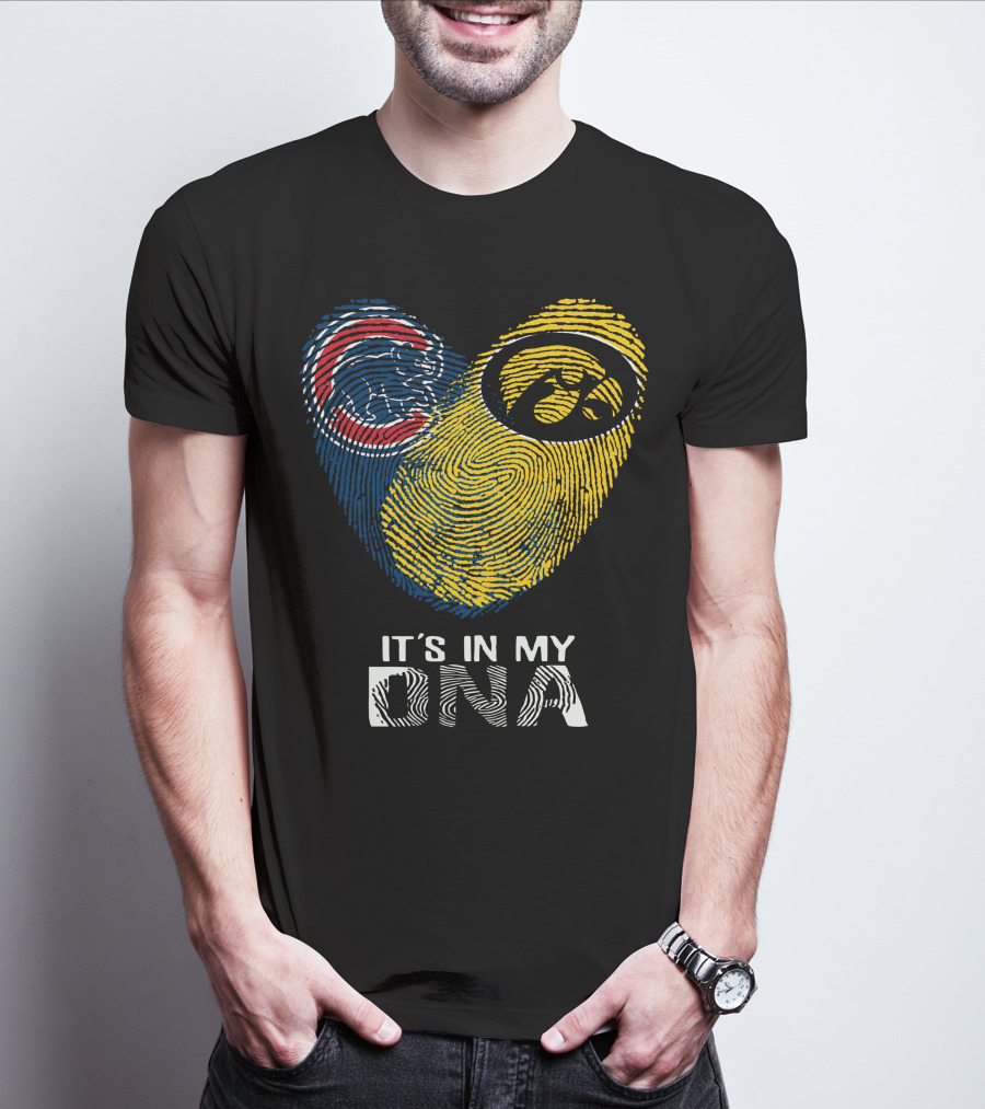 Cubs Iowa It's In My DNA Fingerprint With Chicago And Hawkeyes T-Shirt