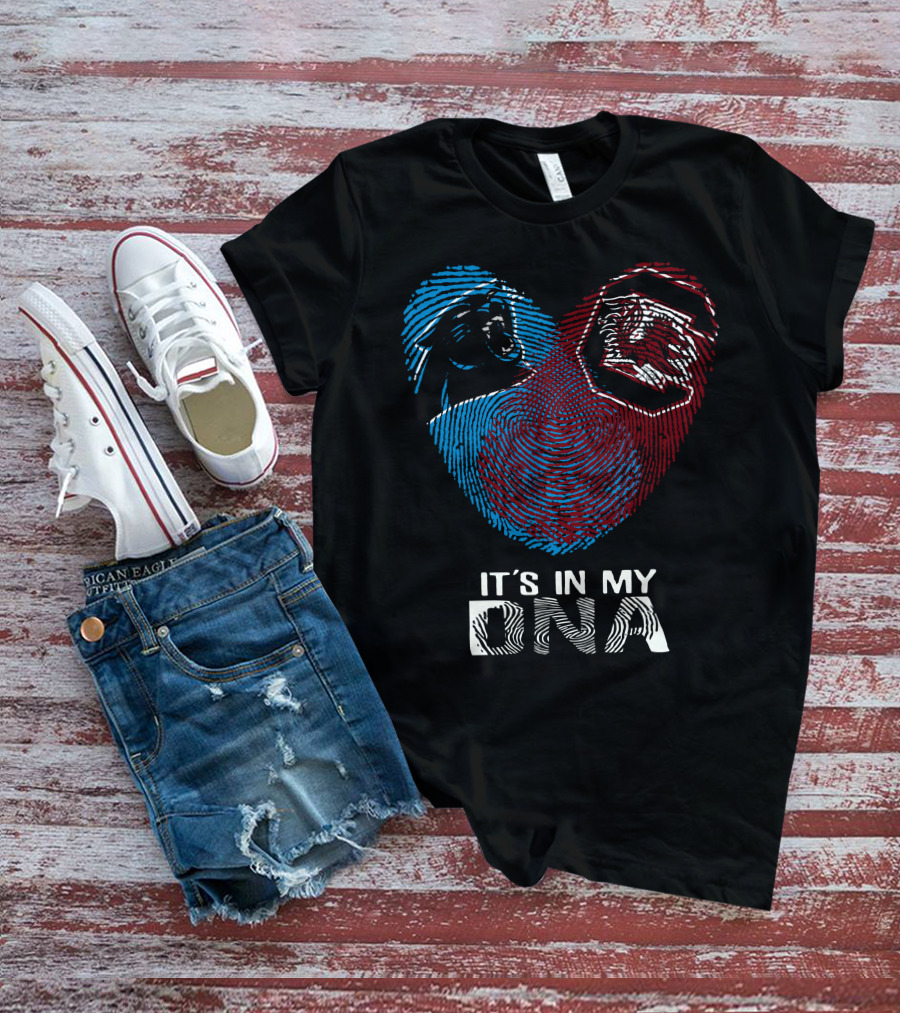 Panthers Gamecocks Fingerprint Heart It's In My Dna T-Shirt