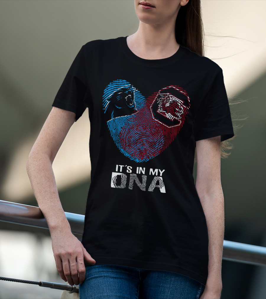 Panthers Gamecocks Fingerprint Heart It's In My Dna T-Shirt