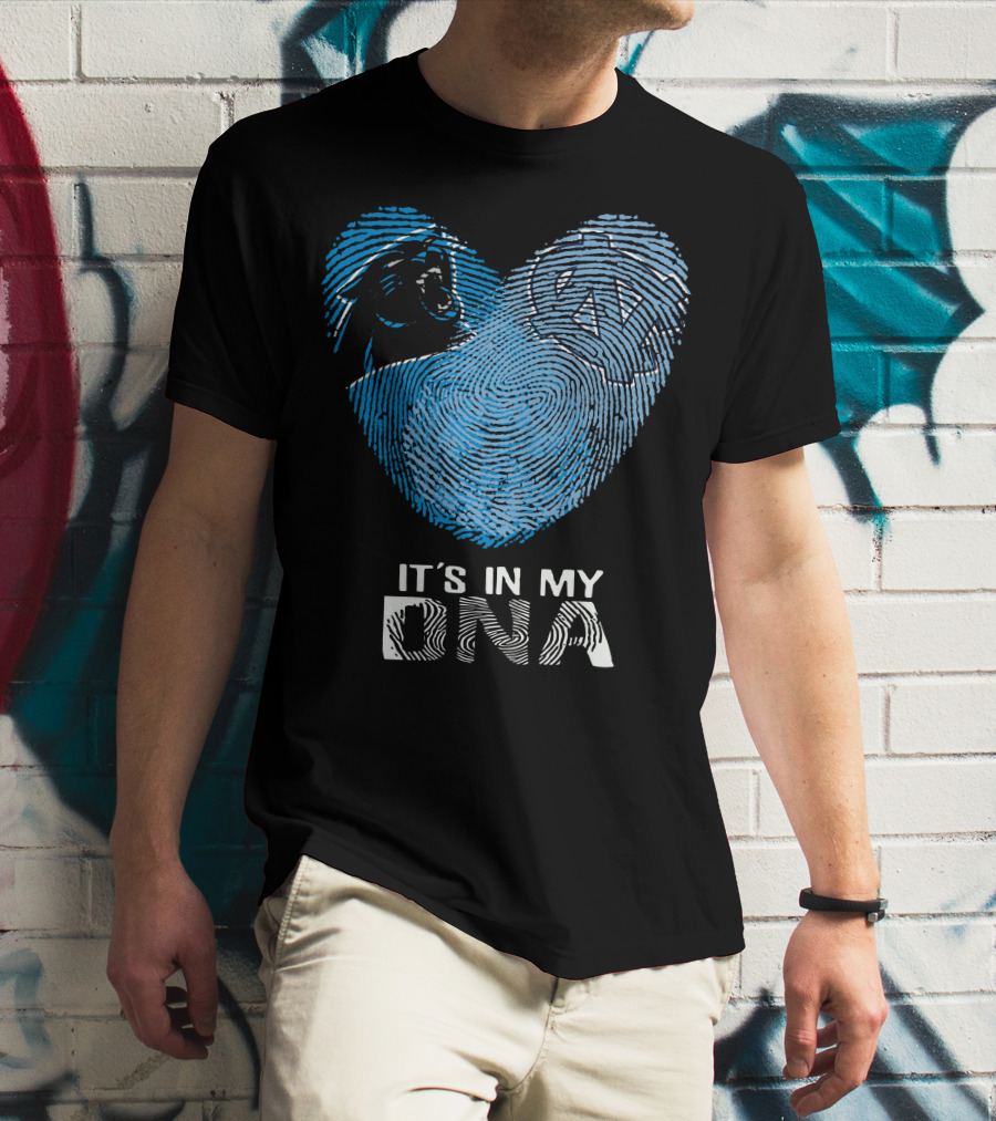 Panthers Tar Heels It's In My Dna Fingerprint Heart T-Shirt