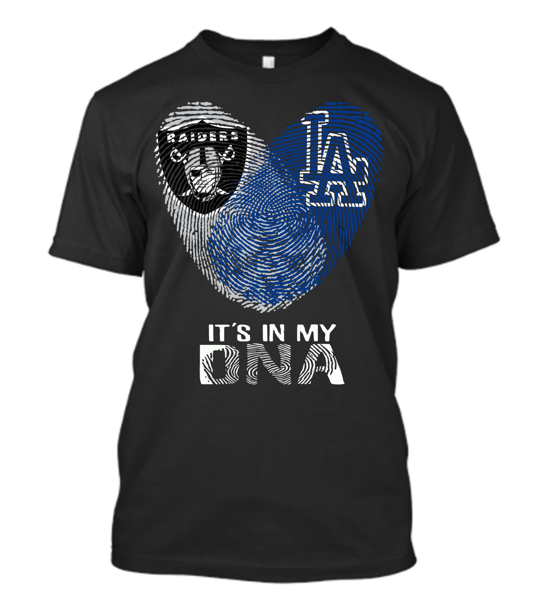 Raiders Dodgers Fingerprint It's In My DNA T-Shirt