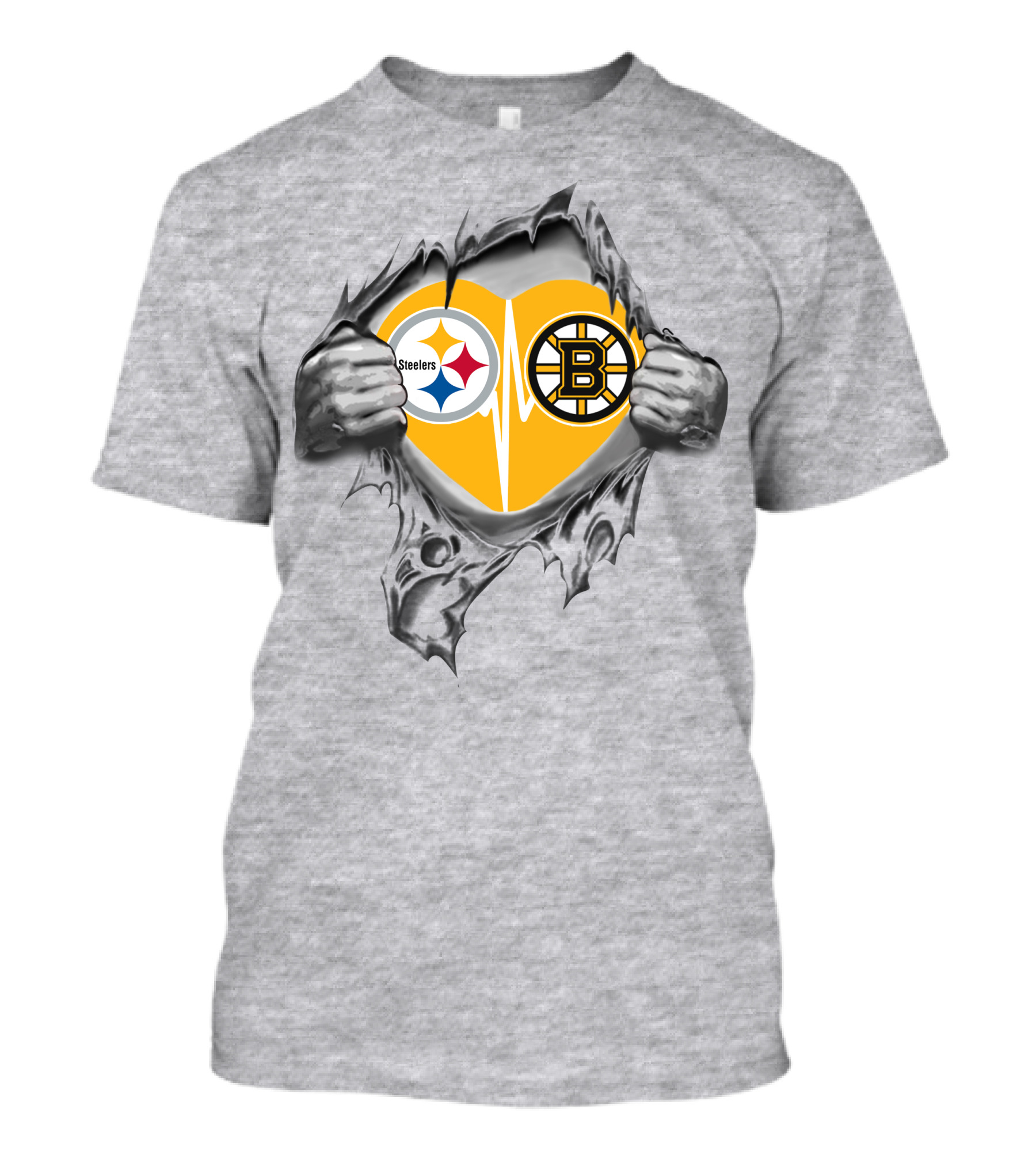 Steelers Bruins Heart Logo Fusion T-Shirt