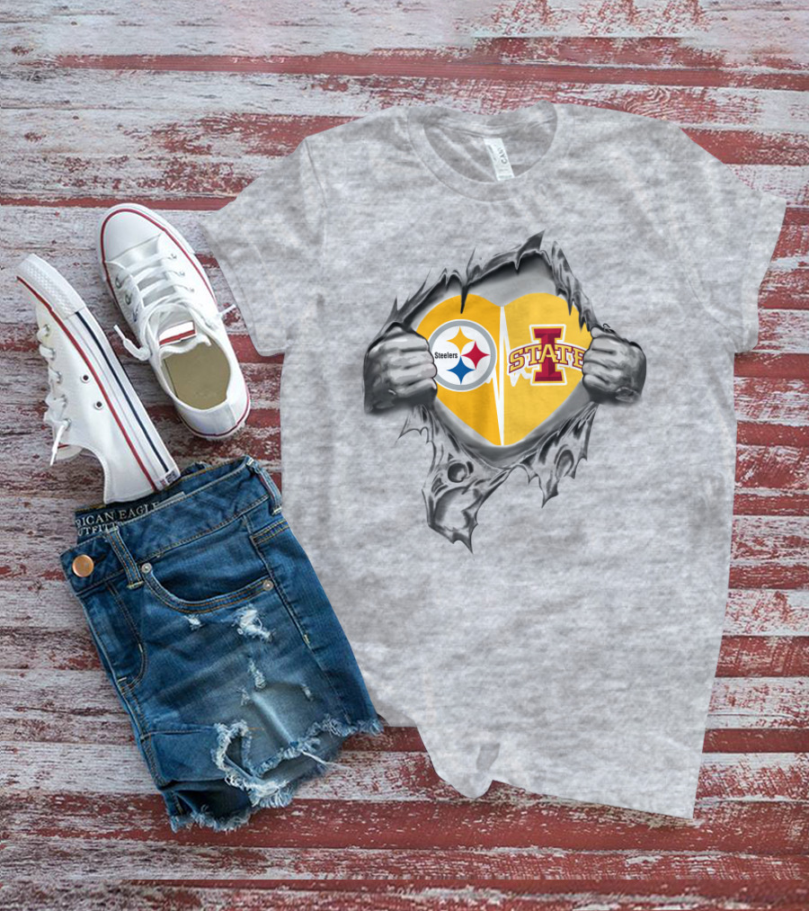 Steelers Iowa State Heart With Torn Hands T-Shirt