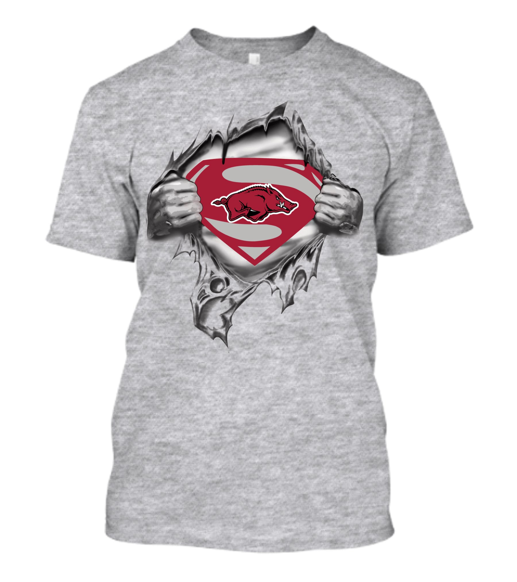Arkansas Razorbacks Superman Logo Tear T-Shirt