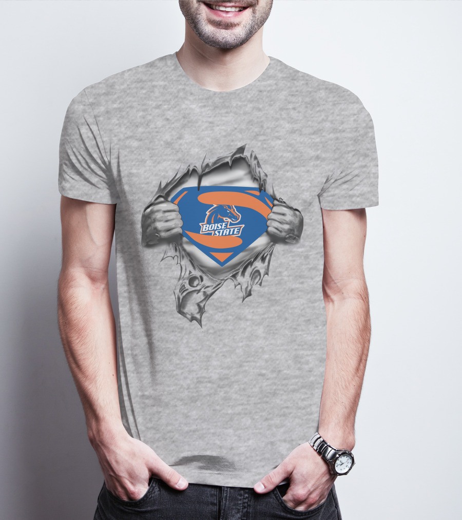 Boise State Horse Logo Ripped Chest Super Emblem T-Shirt