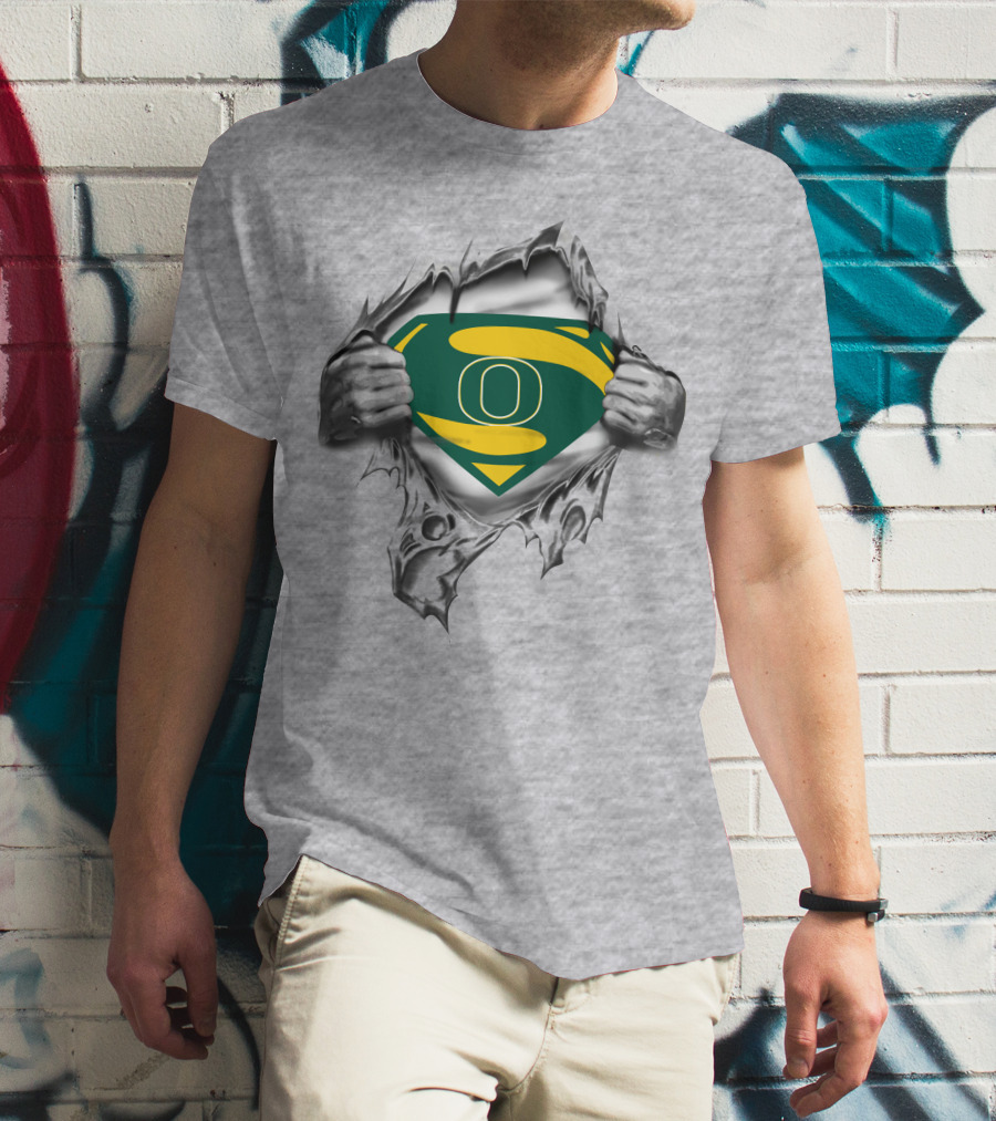 Oregon Ducks Superman Logo Rip T-Shirt