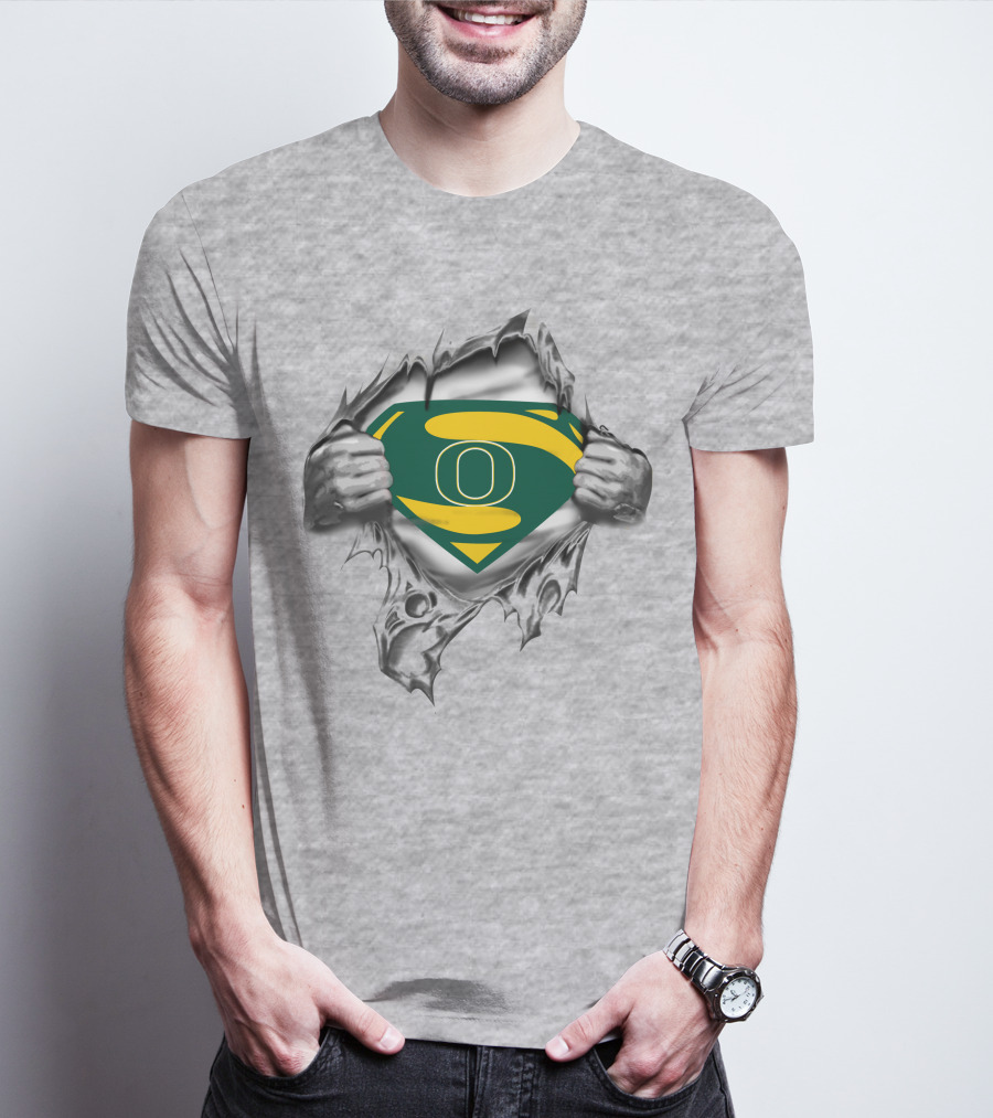Oregon Ducks Superman Logo Rip T-Shirt