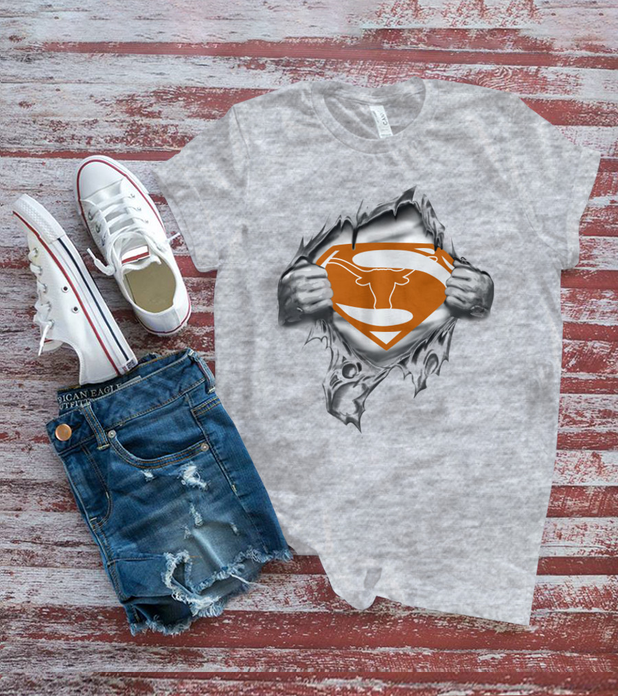 Longhorn Superman Logo Torn Reveal Texas Football Team Symbol T-Shirt