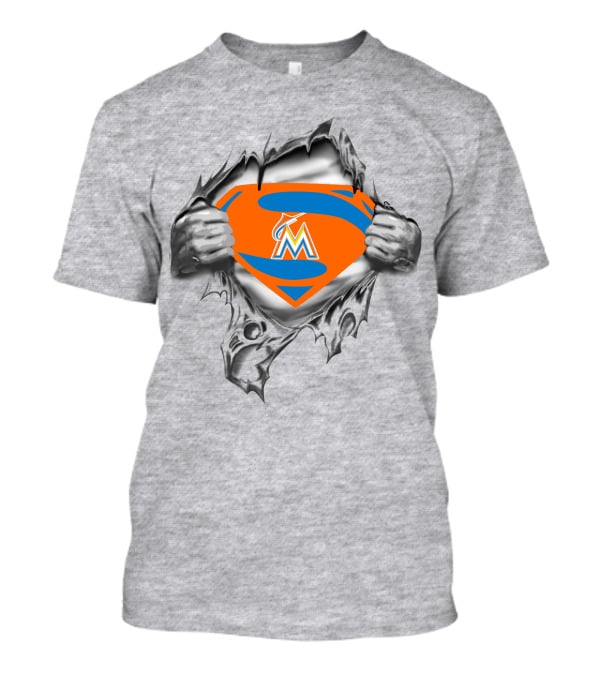 Marlins Super Man Logo Rip T-Shirt