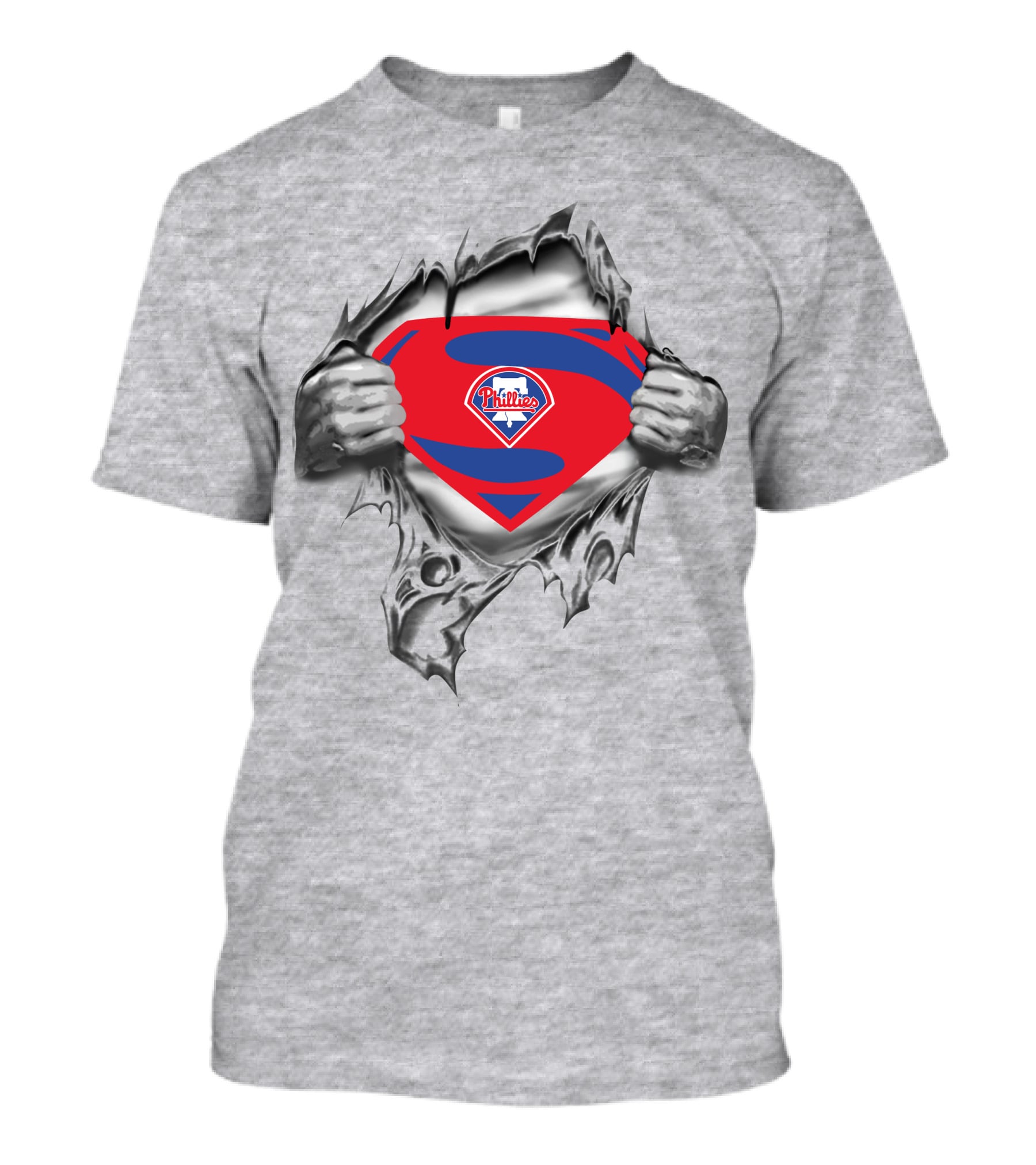 Phillies Logo Superman Shield Chest Tear T-Shirt