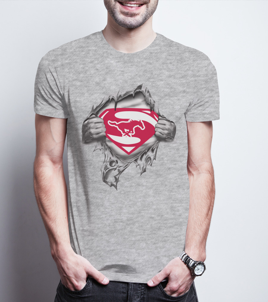 SMU Mustang Super Man Shield T-Shirt