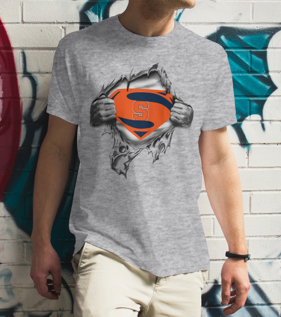 Syracuse Orange Superhero Emblem S Logo Rip Marvel Crossover T-Shirt
