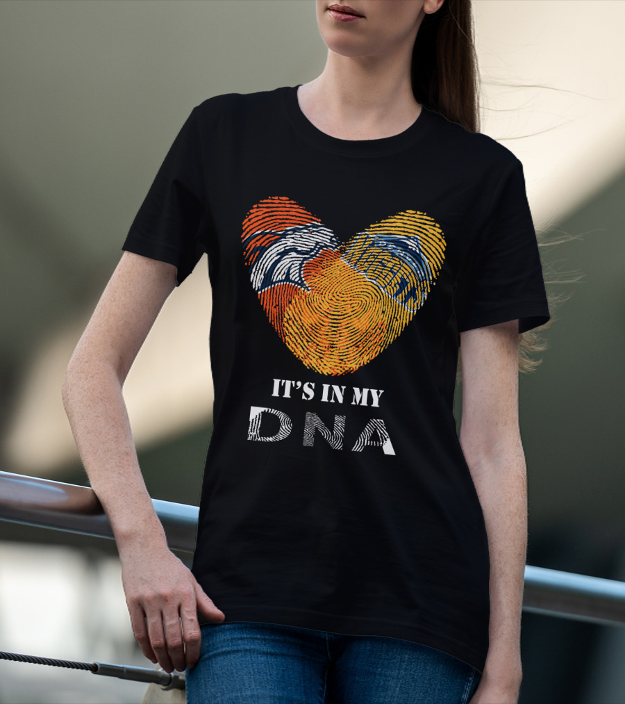 Broncos Nuggets Fingerprint Heart It's In My DNA T-Shirt