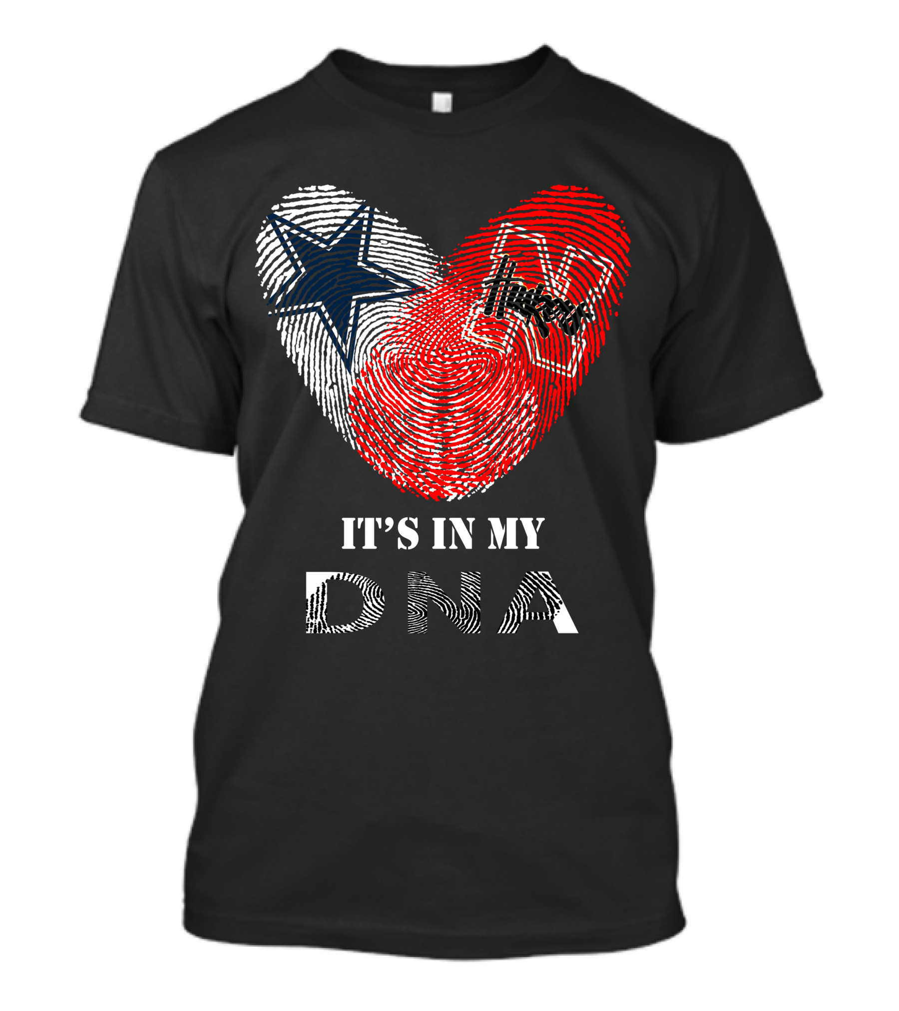 Cowboys Huskers It's In My Dna Fingerprint Heart With Star And N T-Shirt