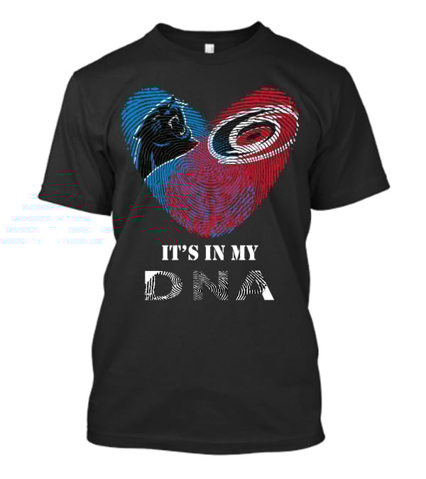 Panthers Carolina Hurricanes Heart-Shaped Fingerprint It's In My DNA T-Shirt