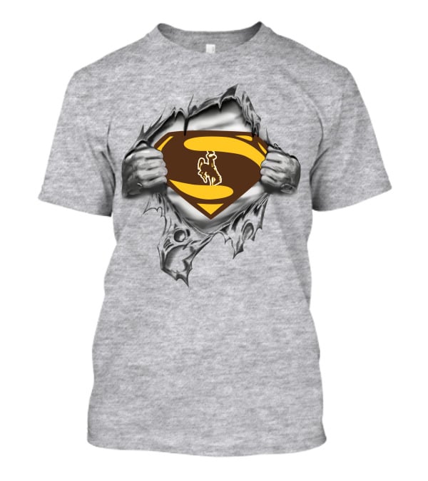 Wyoming Cowboys Superman Logo Pullover T-Shirt