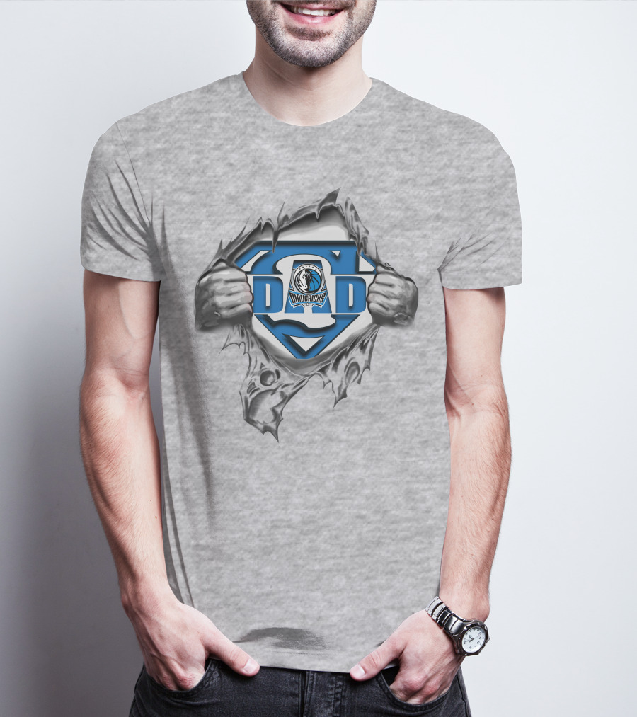 Dallas Mavericks Super Dad Logo With Superman Shield T-Shirt