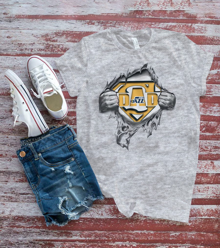 Utah Jazz Super Dad Hero Reveal T-Shirt