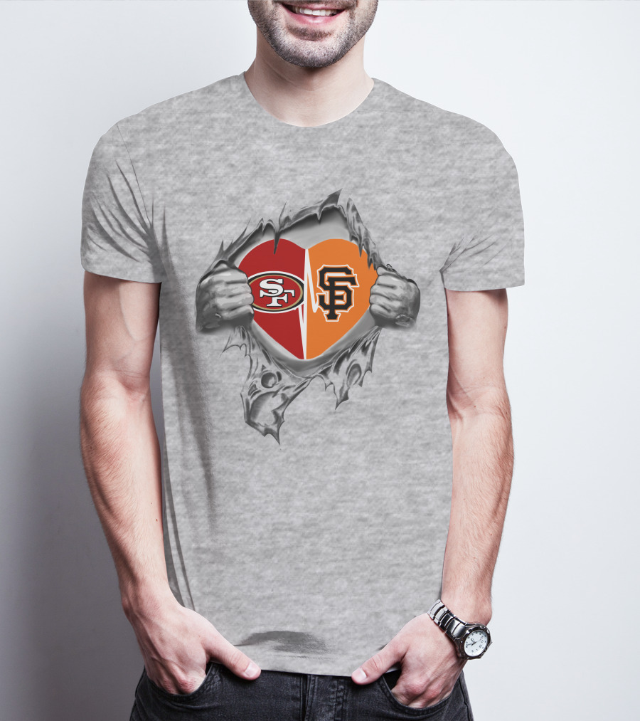 49ers Sf Giants Heart Logo Fusion T-Shirt