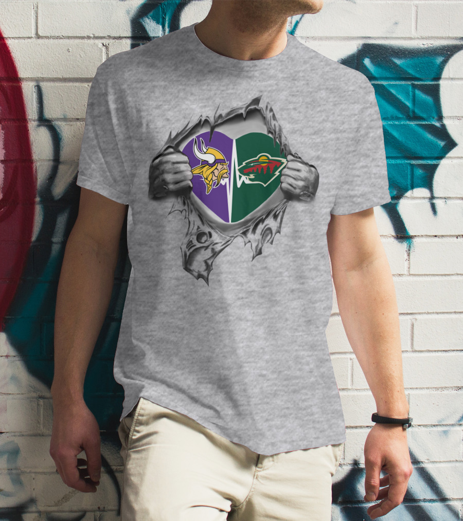 Vikings Wild Heart Split Logo Passion T-Shirt