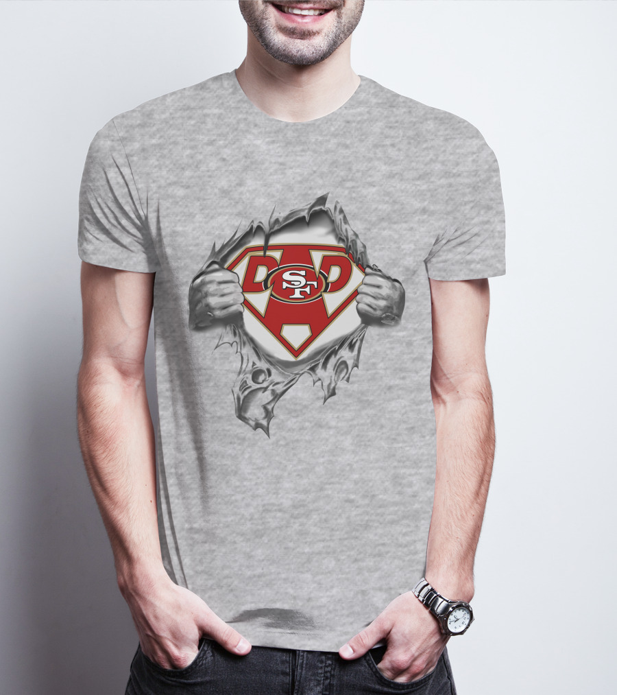49ers Super Dad Breaking Through Superhero Logo Sf T-Shirt