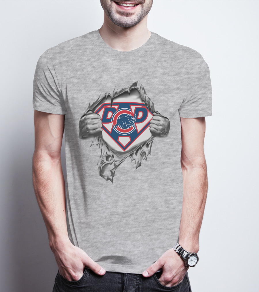 Chicago Cubs Dad Super Logo Tear Reveal T-Shirt