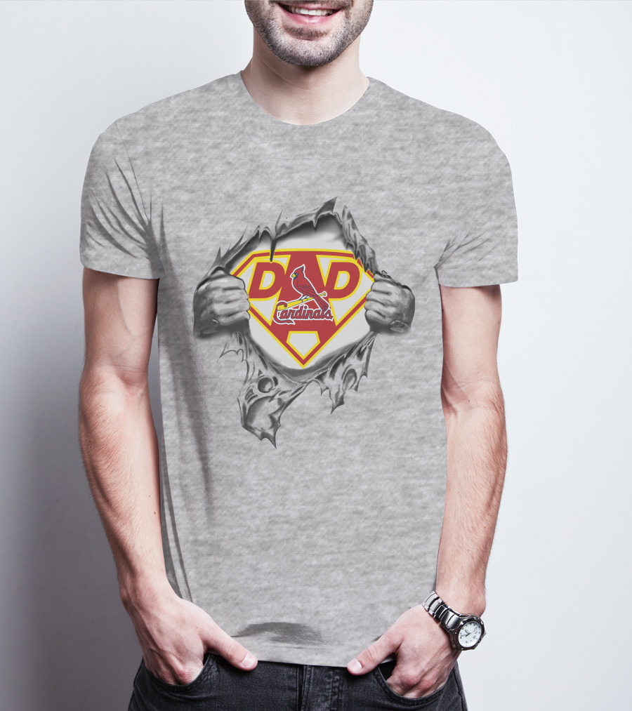 St Louis Cardinals Dad Superhero Logo Burst T-Shirt