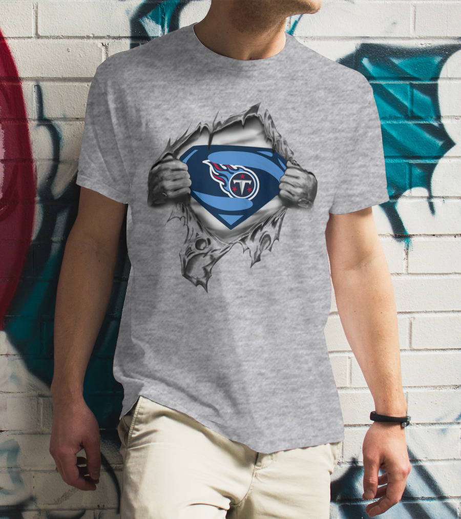 Tennessee Titans Super Logo Ripped Superman T-Shirt