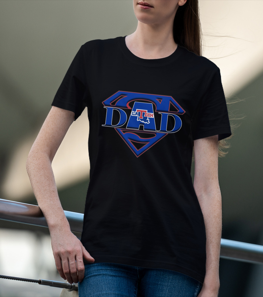 Louisiana Tech Super Dad Logo Fusion With Superman Shield T-Shirt