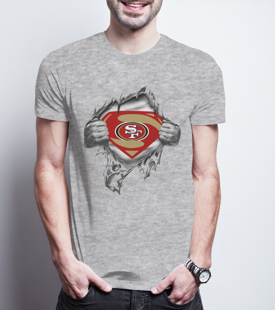 49ers Sf Logo Super Man Chest Rip T-Shirt