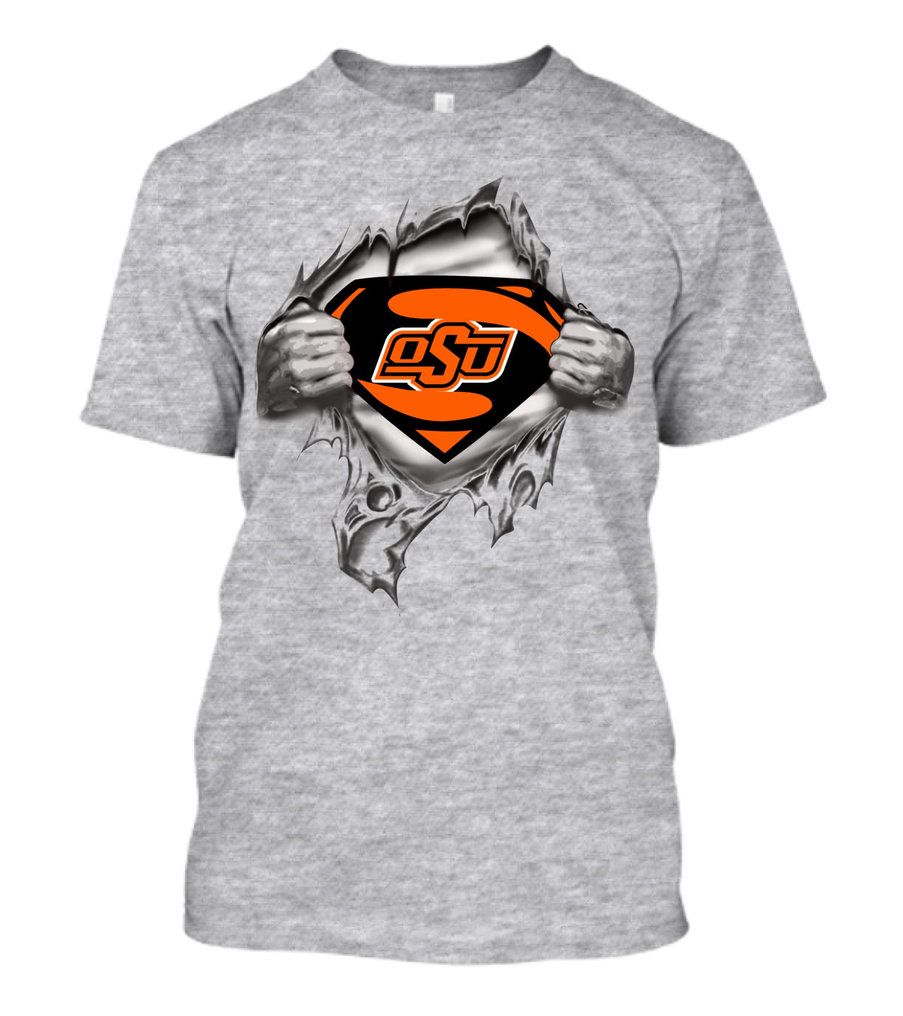 Osu Oklahoma State Cowboys Super Man Logo Rip T-Shirt