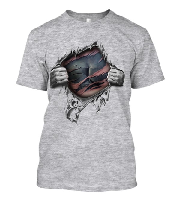 Batman Ripped Logo Reveal With Torn Fabric And Hands T-Shirt