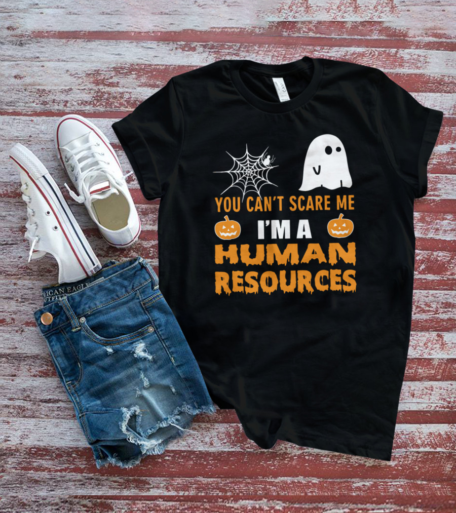 You Can't Scare Me I'm A Human Resources Halloween Spider Pumpkin Ghost T-Shirt