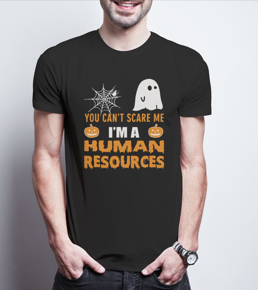 You Can't Scare Me I'm A Human Resources Halloween Spider Pumpkin Ghost T-Shirt