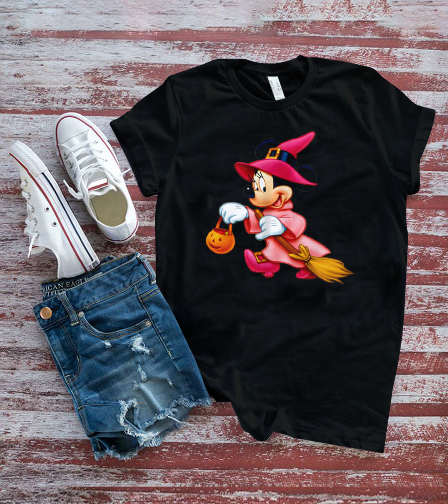 Minnie Mouse Halloween Witch Broomstick Trick Or Treat Magic Wands Donald Duck T-Shirt