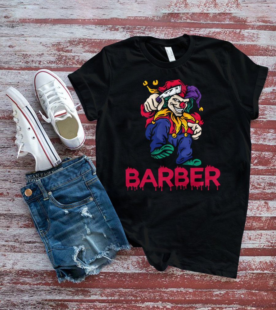 Barber Clown Halloween Razor Art T-Shirt