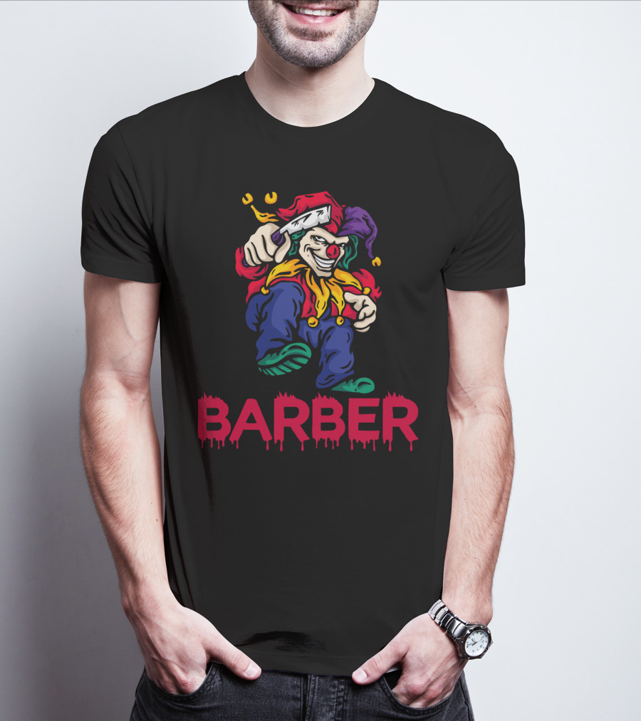 Barber Clown Halloween Razor Art T-Shirt