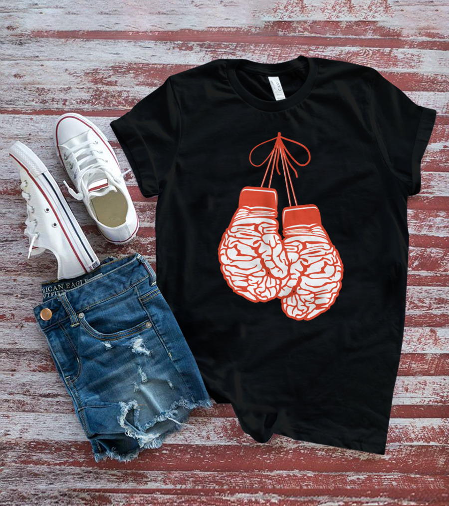 Brain-Shaped Boxing Gloves Boxer Brain Training Gym T-Shirt