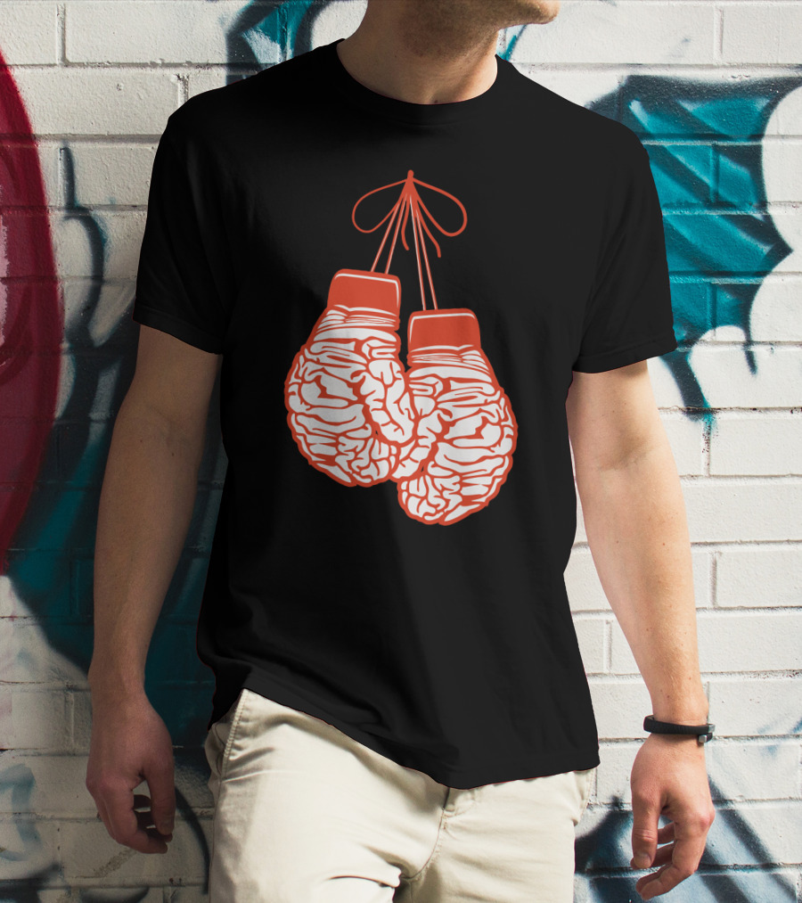 Brain-Shaped Boxing Gloves Boxer Brain Training Gym T-Shirt