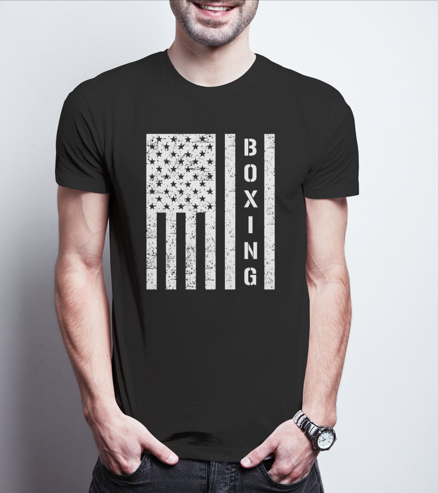 Boxing Vertical Stars Stripes USA Flag T-Shirt