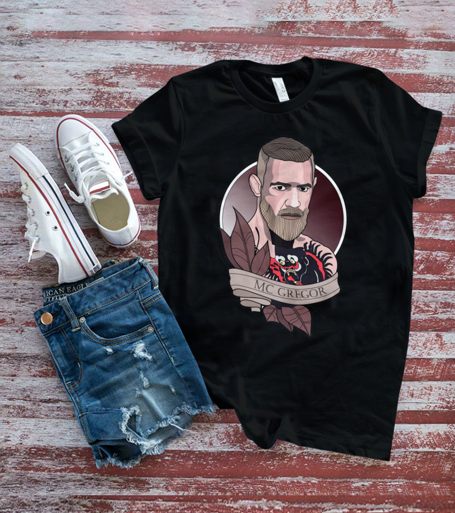Conor Mcgregor Tattoo Illustration With Banner T-Shirt