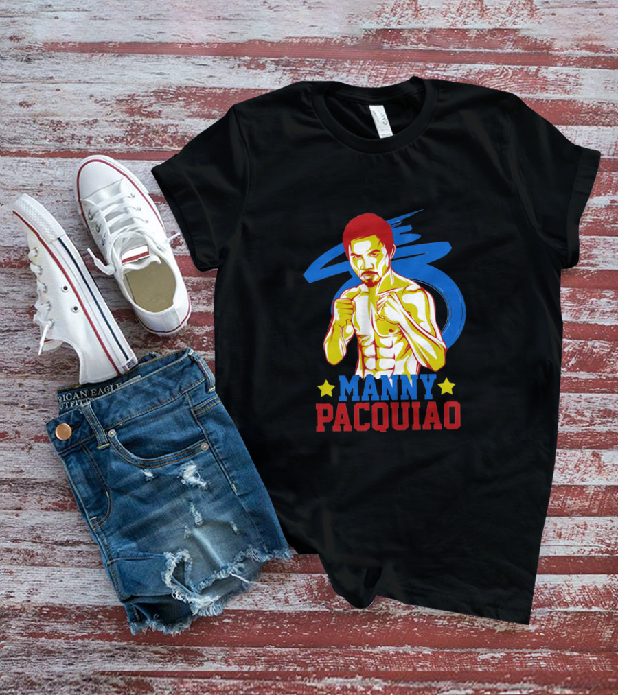 Manny Pacquiao Boxing Legend With Colorful Star T-Shirt